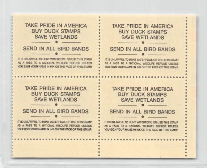 U.S Revenue Sc. #RW59 mint MNH Federal Duck stamp plate block of 4 CV $125.00 - Image 2 of 2
