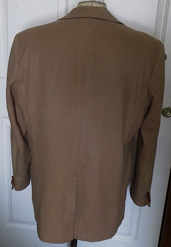 Blazer Vintage Cammello Miscela Cashmere 44L Fila Savile Due Bottoni