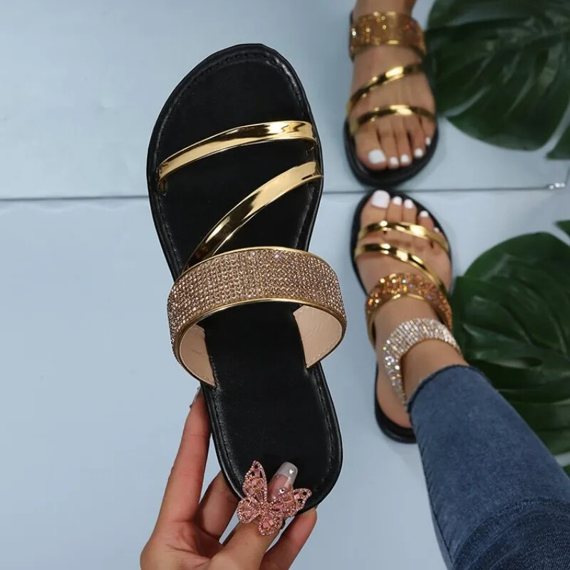 PANTOFOLA D’ORO Sandali tacco piatto 2025 estivi nuovi moda donna oro argento vernice pelle