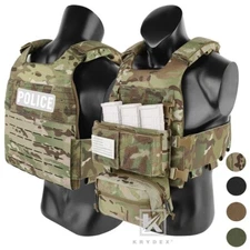 KRYDEX Low Vis Slick Armor MOLLE Plate Carrier Vest Tactical Placard Dump Pouch