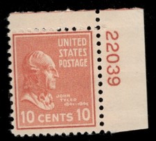 US. 815. 10c. John Tyler. Single Pre-Eye Pl#22039 UR. MNH. 1938