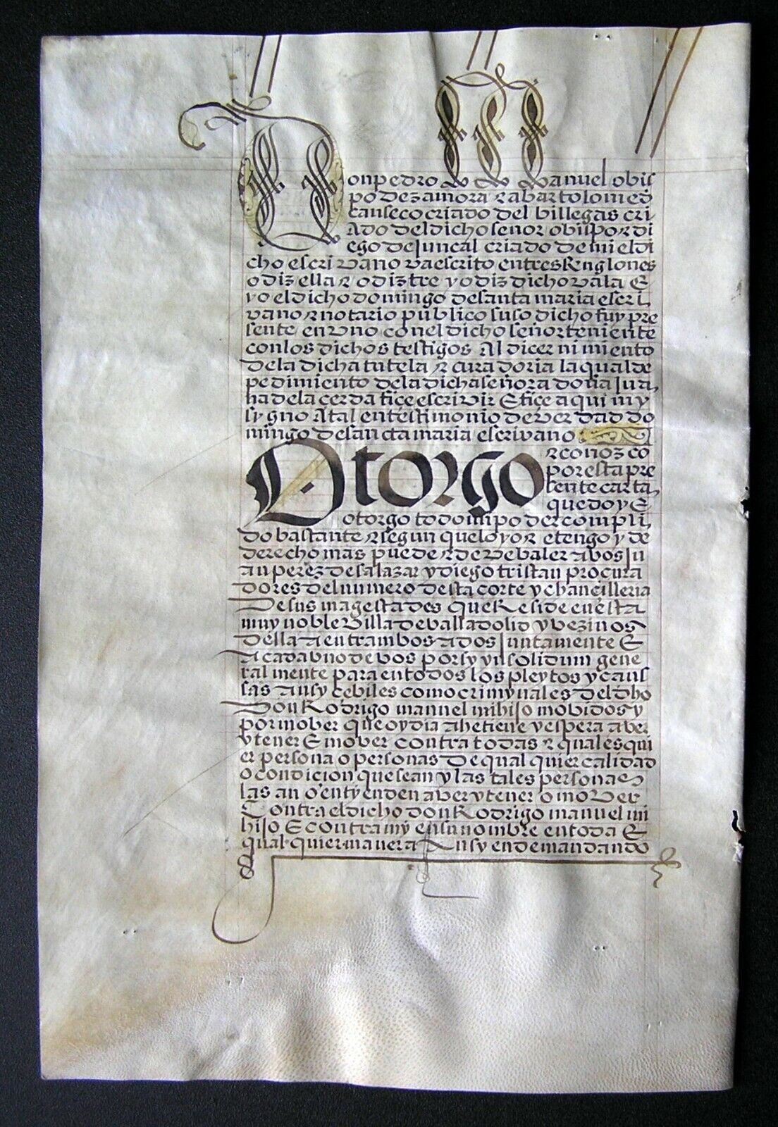 Rare Spanish Legal Vellum Manuscript Large Leaf, 1525