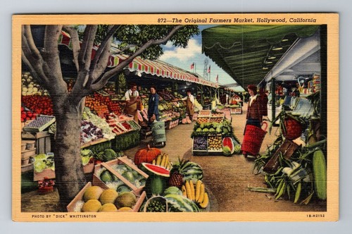 Hollywood CA-California, Original Farmers Market, Antique, Vintage Postcard