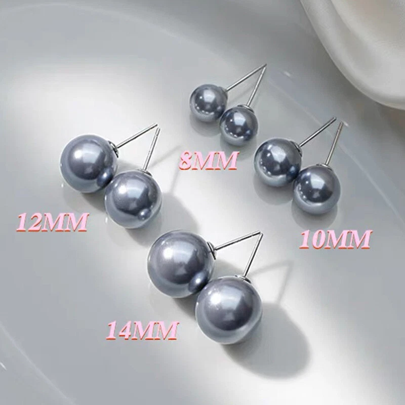Gray pearl shop stud earrings