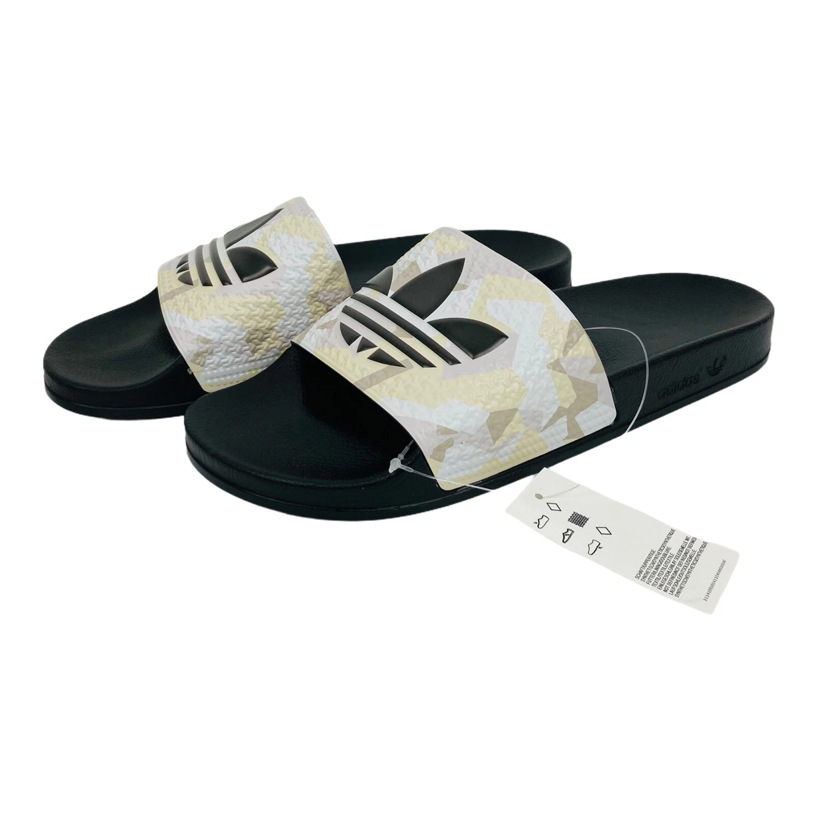 ADIDAS Sandali da uomo Adilette mimetici sabbia nera antiscivolo FW4391 taglia 12 pantofole con logo