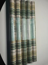 5 Parkview Designs Wallcoverings 56 sq ft Each GREEN STRIPED PLAIDS SEALED NOS