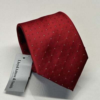Lloyd Attree & Smith Men s Tie, Red & Silver Metallic Neck Tie 57'' X 3'' New