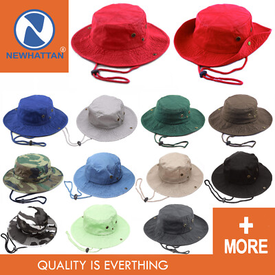 Newhattan Safari Bucket Hat Fishman Chinstrap 100% Cotton [CAMO 65cotton 35poly]