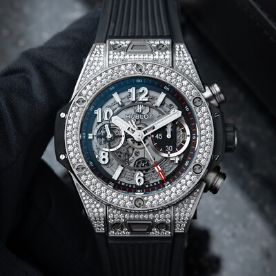 Hublot Big Bang Unico Pavé Openworked Diamonds Titanium Chronograph Set Watch