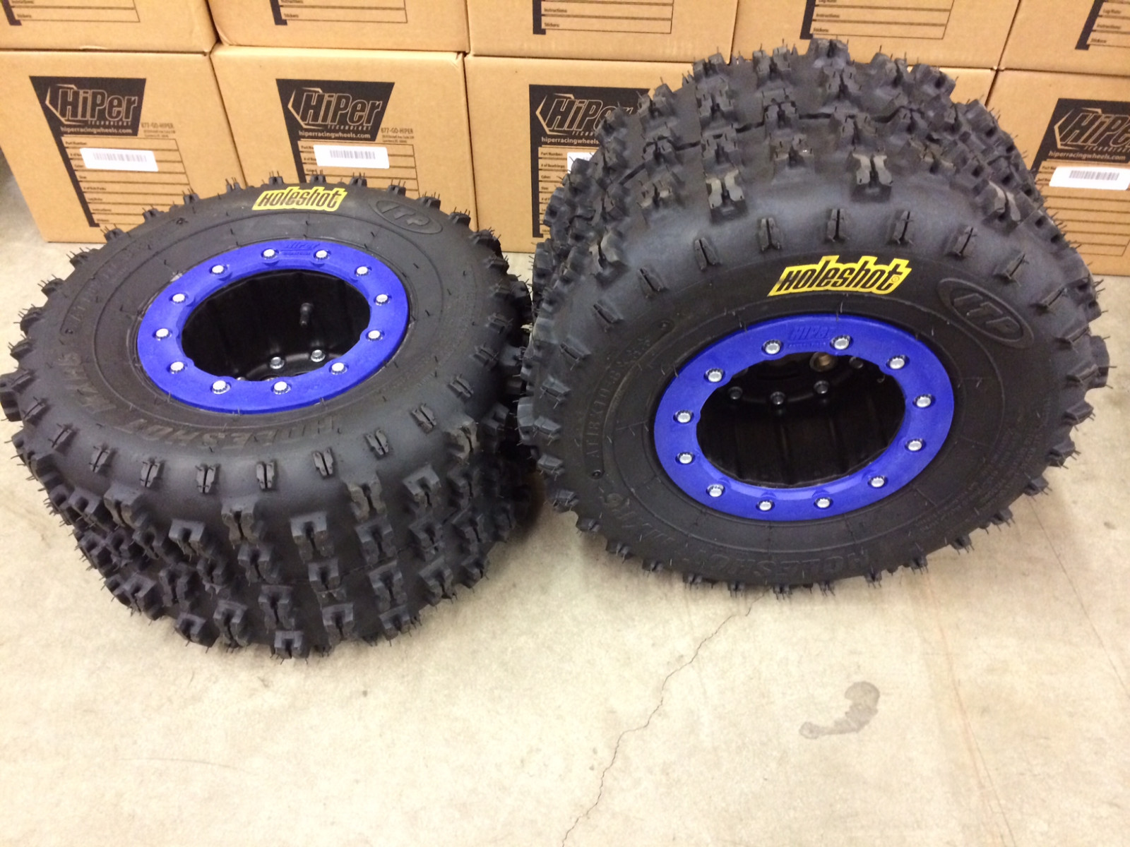 Hiper CF1 Beadlock Rims ITP Holeshot MXR6 Tires Rear MX Yamaha YFZ450