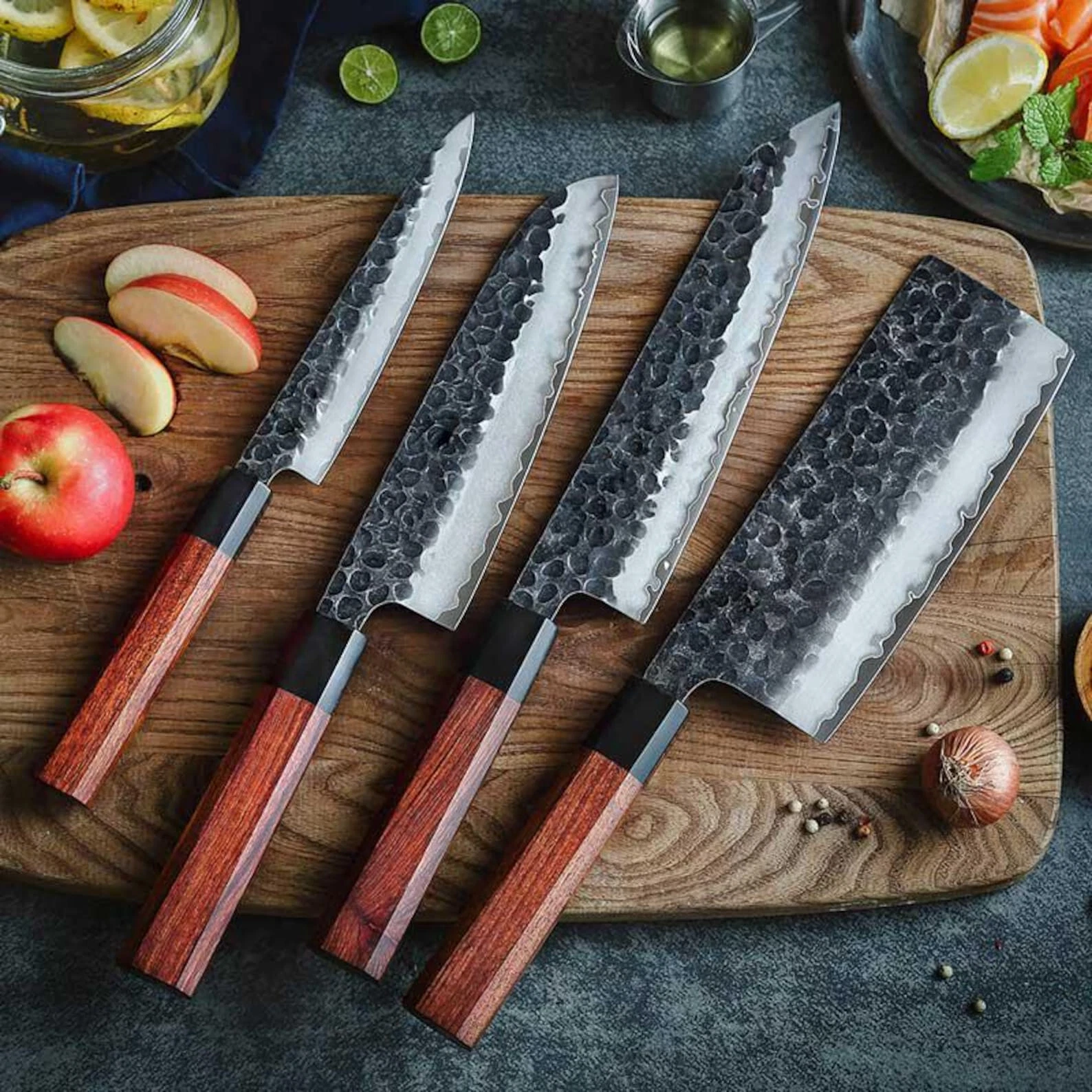 HAND FORGED CARBON STEEL CHEF KNIFE Set Kitchen Knives Best USA gifts