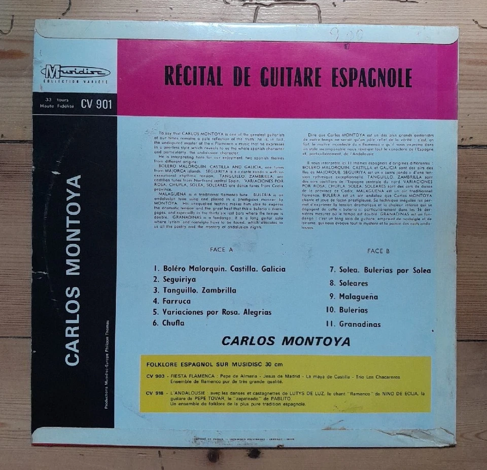 CARLOS MONTAYA Recital LP | VG+ VG+ | FRA Musidisc 30 CV 901 | FLAMENCO - Bild 2 von 3