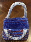Large Vintage Murano Style Glass Art Purse Red, White & Blue  Pre Owned
