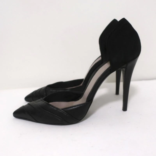Zapatos de salón Narciso Rodriguez d'Orsay de cuero negro y gamuza talla 40 punta tacón - Imagen 5 de 10