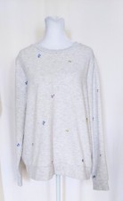 Gloria Vanderbilt Embroidered Floral Crew Neck Sweatshirt Womens Medium Gray
