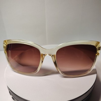 Oscar de la Renta 1279 260 Beige gold Sunglasses Smoke Brown Lenses translucent 