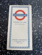 Vintage 1958 London Underground Harry Beck Tube Map pocket size folded VGC 