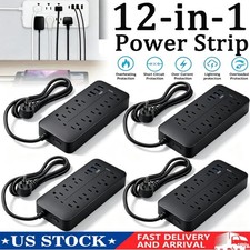 US Power Strip Surge Protector 8 AC Outlets 3 USB Ports  Type C Port 4 FT Cable