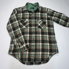 Vtg The Men  s Shop JC Penney Shirt Tall Lg Green Plaid L/S Button Up
