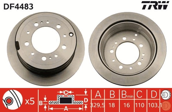 2X TRW Bremsscheibe DF4483 FüR LX Toyota 100 Cruiser Land Lexus UZJ100 HDJ100_-image
