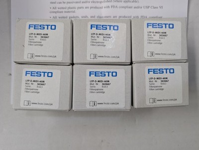 Festo LFP-D-MIDI-40M 363667 Filter Cartridge 40um Lot of 6 Millipore FlexReady