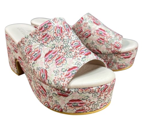 Anthropologie Matisse Terry Sandal Sz 7 Pink Floral Daisy Platform Chunky
