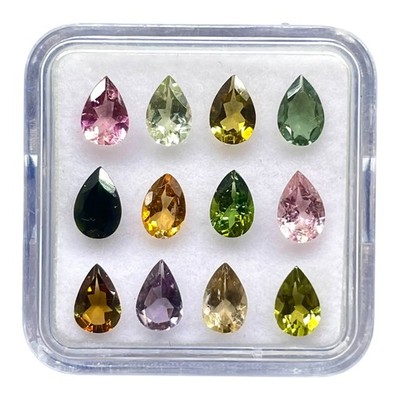 Selene Gems 12 Tlg. Natürliche Mosambik Turmalin Pear Cut 6x4mm Edelsteine