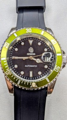 Sewor Automatic Green Bezel Diver Watch. Keeps Good Time, Distinctive Look.