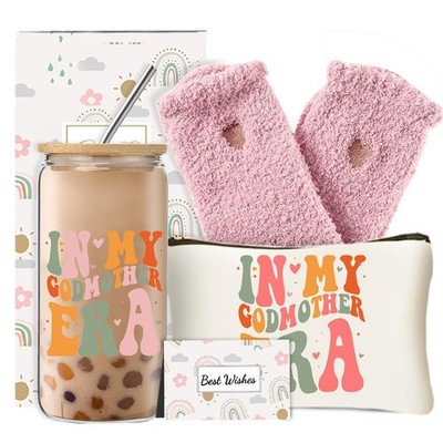 Godmother Proposal Gift Set for Women, In My Godmother Era 16 Oz Coffee Glass...