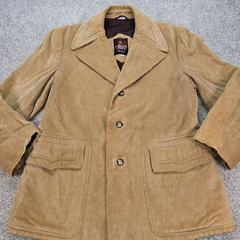 Vintage Europe Craft Import Mens Tan Corduroy Blazer Jacket Size 42 . Read. - Image 2 of 4