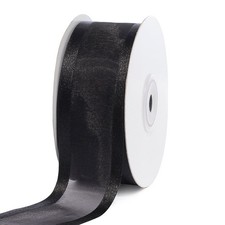 1-1/2 Inch Organza Satin Edge Ribbon 25 Yards Black Gift Wrap Decoration