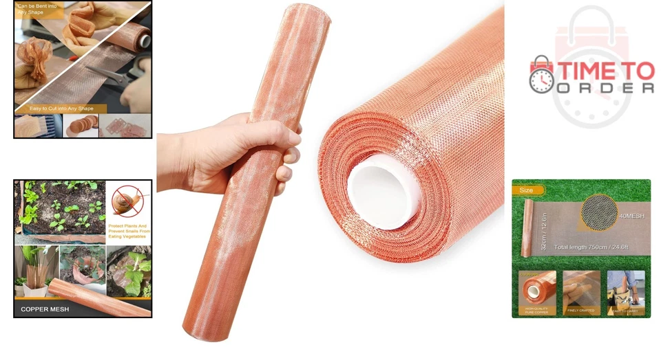 Copper Mesh Screen 12.6 in x 24.6 ft 40 Mesh Fine Woven for Crafts Gardening - Image 2 of 4