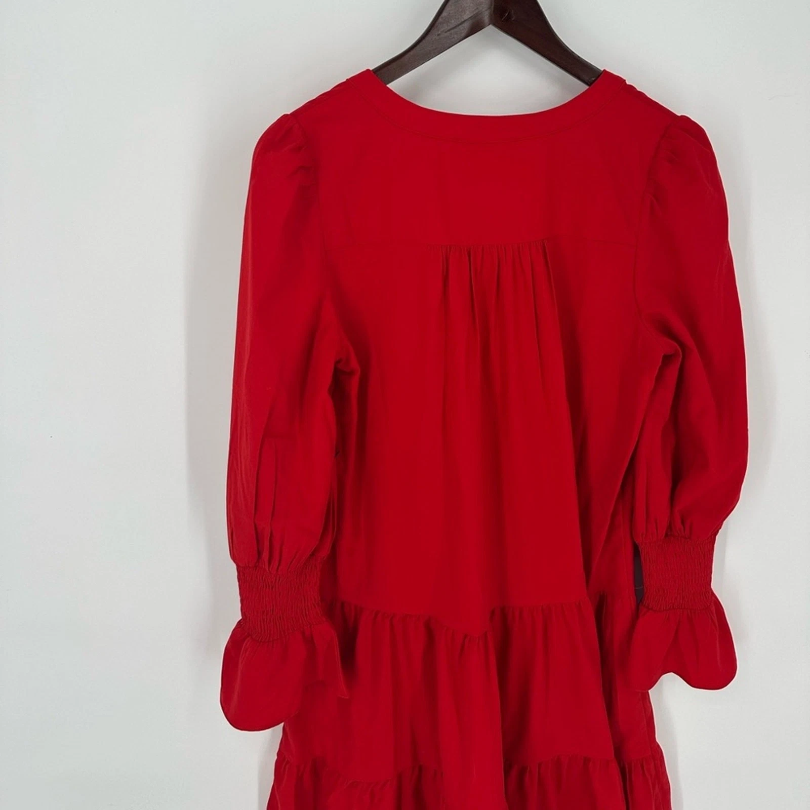 Abito Kenzo Tuckernuck Pomander Place rosso crepe taglia small manica lunga