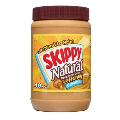 Skippy 40 oz NATURAL with HONEY Creamy Peanut Butter Spread * BB 5/2026 *