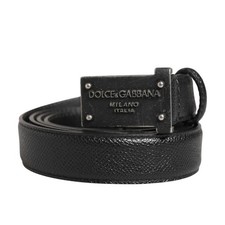 DOLCE & GABBANA Belt Men Brown Calf Leather Logo Metal Buckle 100cm /40in 640usd
