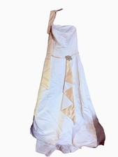 Vintage David s Bridal Wedding Dress Size 12 T8619 White/Champagne Free Items