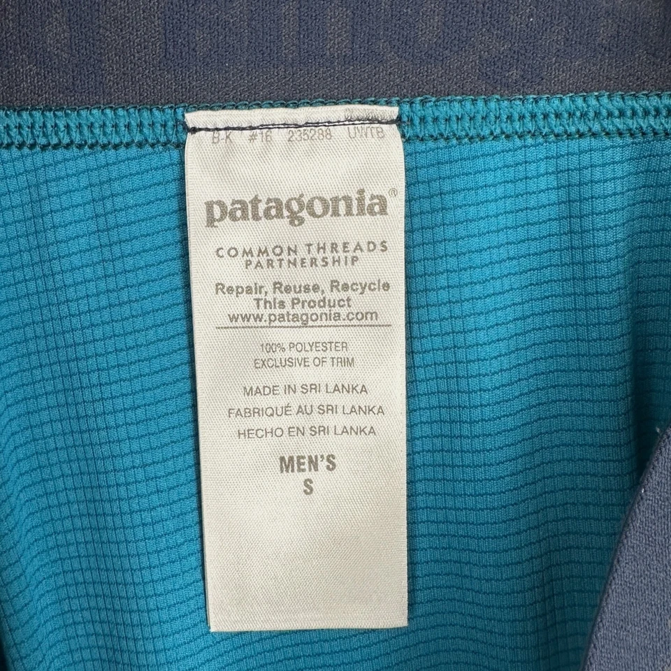Pantalones de capa base térmica a rayas azul verdoso Patagonia Capilene pequeños para hombre Foto 3 de 4