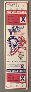 1980 World Series Ticket Stub Gem Mint/Excellent  Phillies