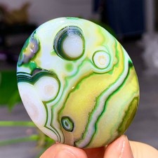 57G Rare! Natural Gobi Agate Eye Agate/Crystal PalmStone Madagascar