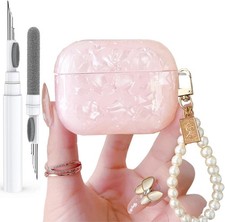 for Cute Glitter Airpods Pro 3 Case 2025 with Cleaner For Pro3, Pink