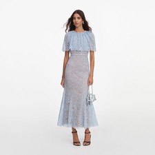 self portrait BLUE LACE CAPE MIDI DRESS $ 780 Size US 4 UK 8