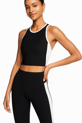 Aqua Athletic Longline Sports Bra Women's Size Small Black Pullover Activewear