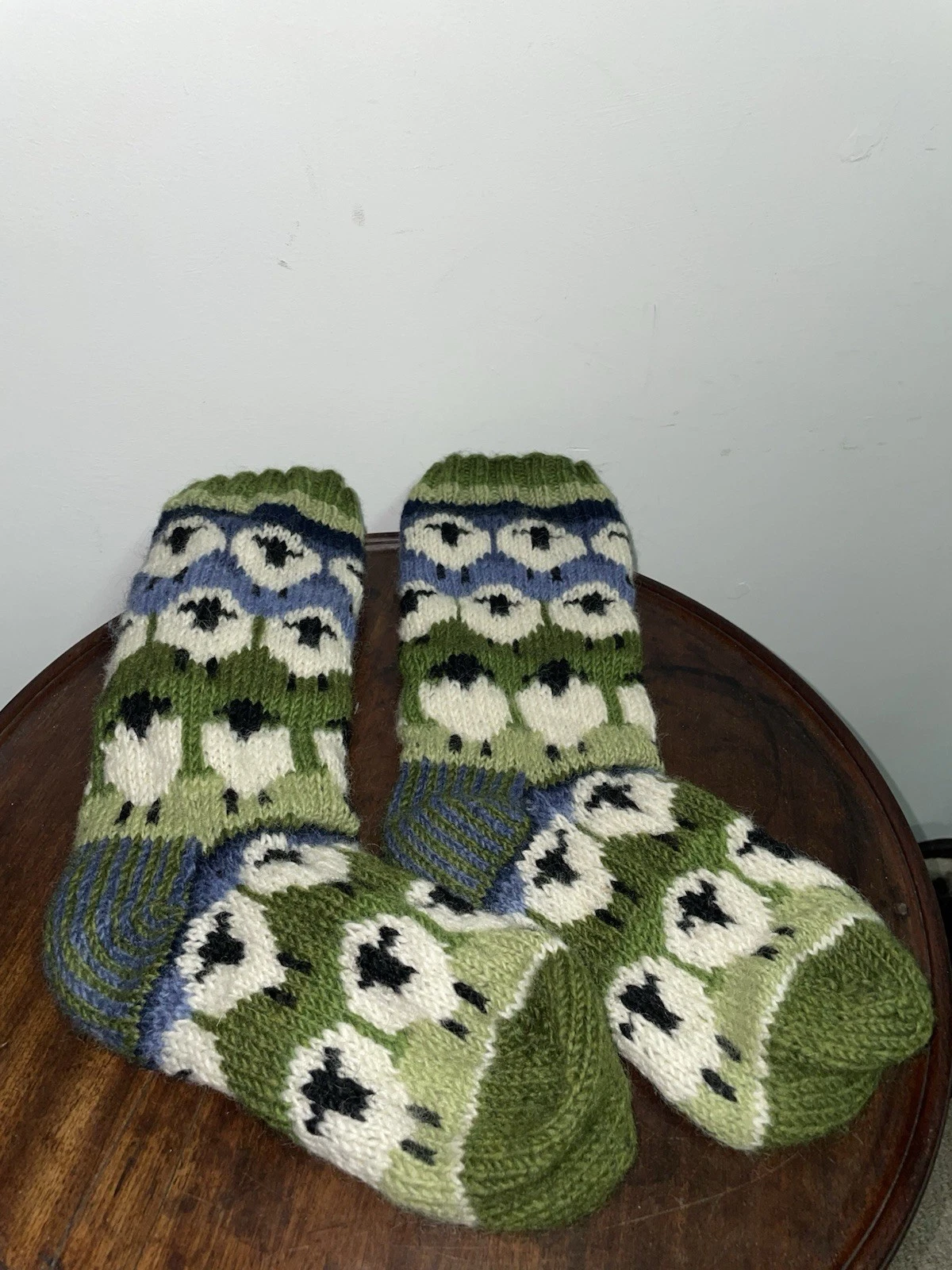 Pachamama Handknit Wool Sheep long Socks flock of sheep 4-7 37-41
