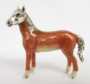 Saturno Italy Miniature Sterling Silver Enamel Horse Animal Figurine