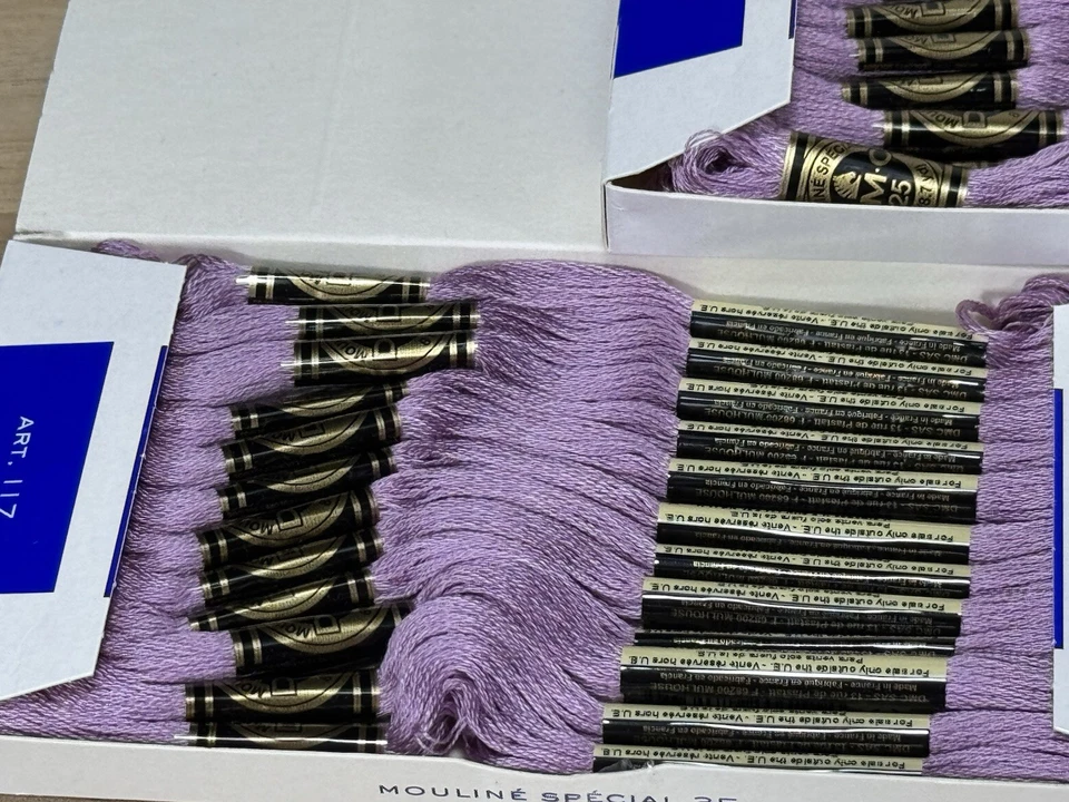 ✅DMC 25 EMBROIDERY FLOSS ✅MOULINE ✅FRANCE ✅COTTON ✅#3836 ✅3 Boxes ✅ Lt. Purple - Image 2 of 4