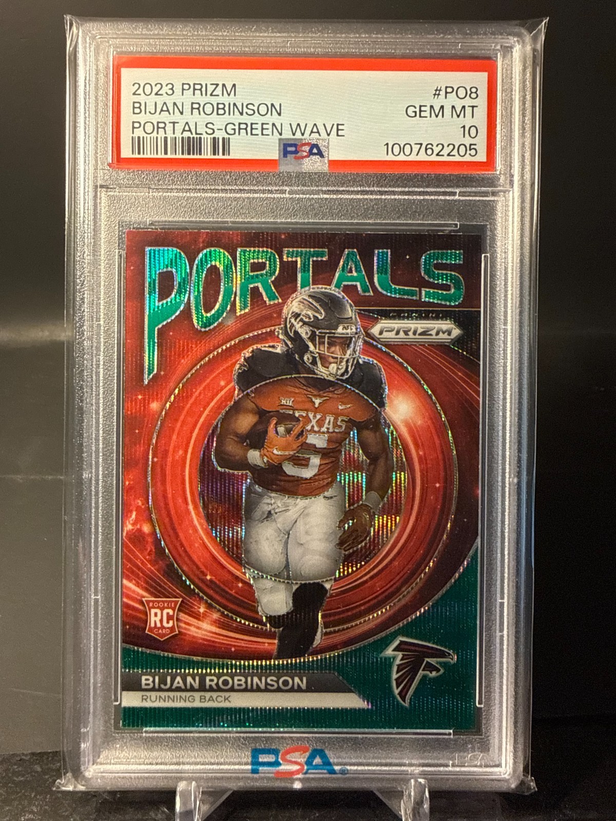 2023 Panini Prizm Bijan Robinson - Portals - Green Wave  #PO8 PSA 10