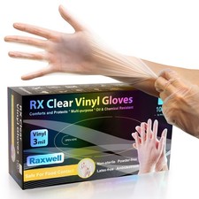 Raxwell Clear Vinyl Gloves - 3 Mil, Latex-Free, Puncture-Resistant, Food Safe...