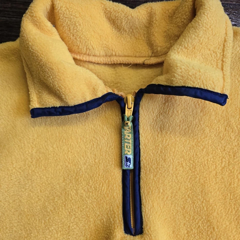 Chaqueta Pullover Vintage Starter Polar Amarillo Juvenil Cuello Bolsillo Frontal Foto 4 de 4