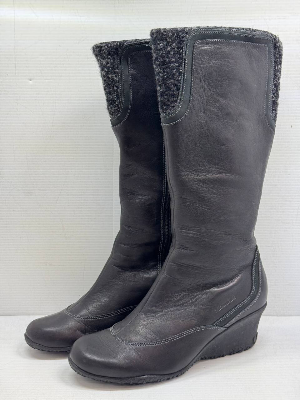 SAOLA Merrell Larkspur Nero Performance Footwear 7 5 Stivali in Pelle Vibram Zeppa Suola