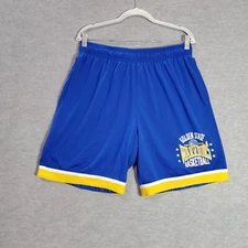 Golden State Warriors Men Basketball Shorts Large Blue Logo Mesh Pockets NBA